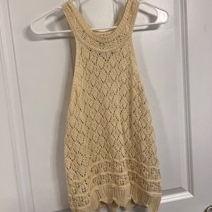 cream crochet tank